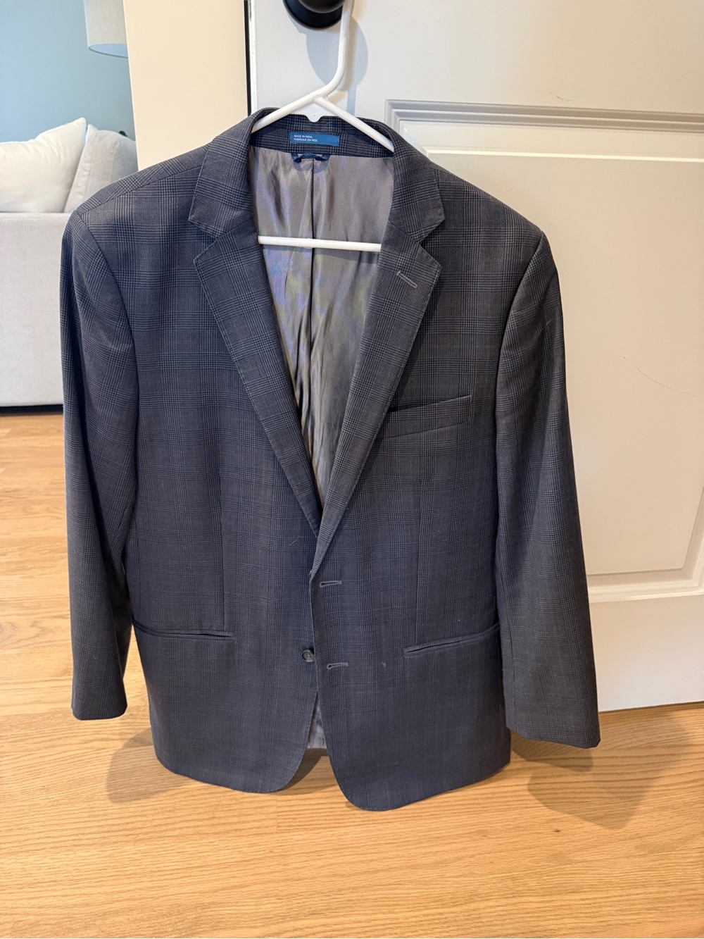 Men's Blue Gray Two-Button Suit Jacket